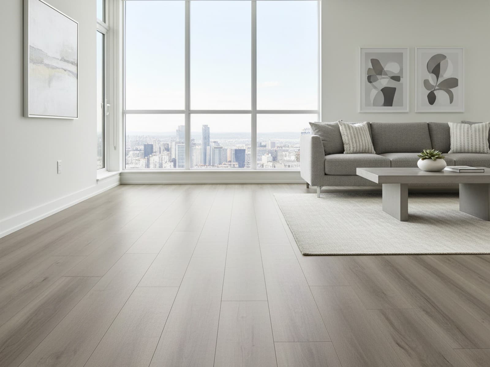 Pavard laminate flooring in a modern grey-toned room